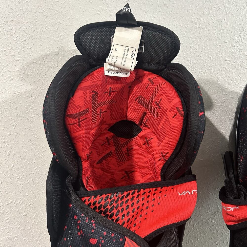 Bauer Vapor XE Shin Guards Senior Size 15 SR 15” Hockey Leg Protection Black Red - Picture 7 of 13